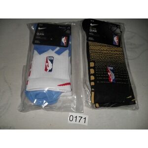 Nike NBA‎ Elite Quick Basketball Socks Crew SX5454-100 L Black Yellow Sky Blue